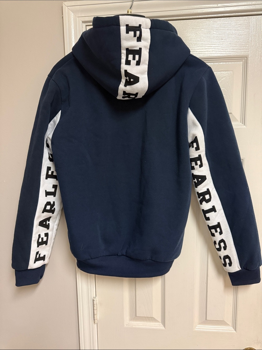 Special One International Fearless Navy Zip-Up Hoodie with White Sleeve Panels